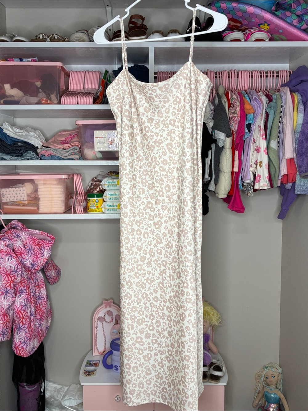 a new day Beige and White Floral Midi Slip Dress